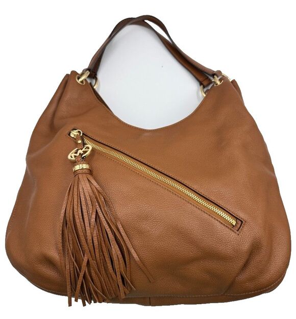 Michael Kors Handbags - Michael Kors Brown Pebbled Leather Shoulder Hobo Bag Large Purse Tassel